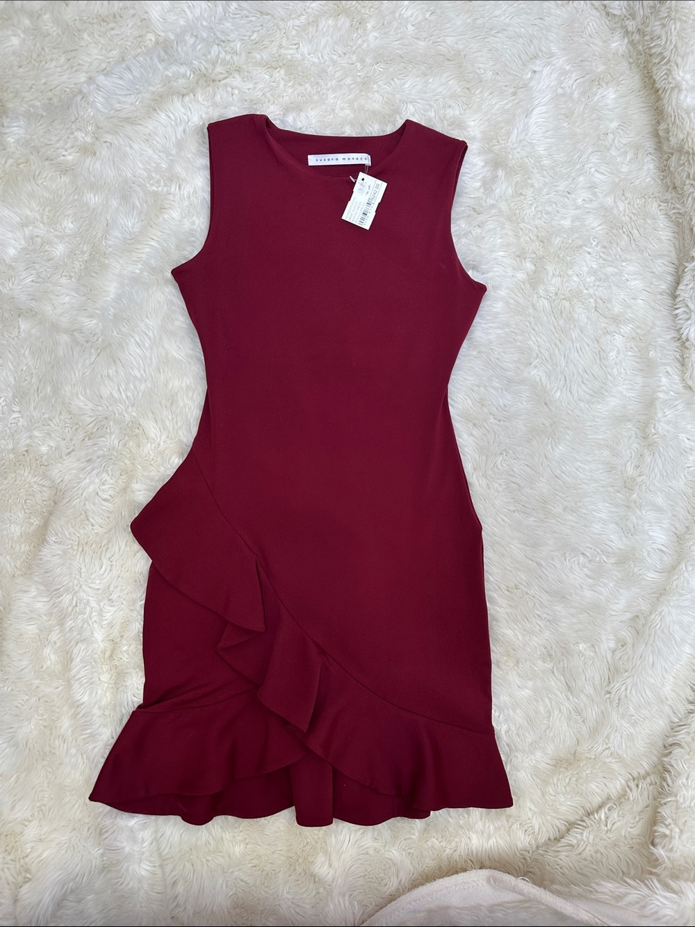 Susana monaco Sleeveless Ruffle Hem Midi Dress - Wine